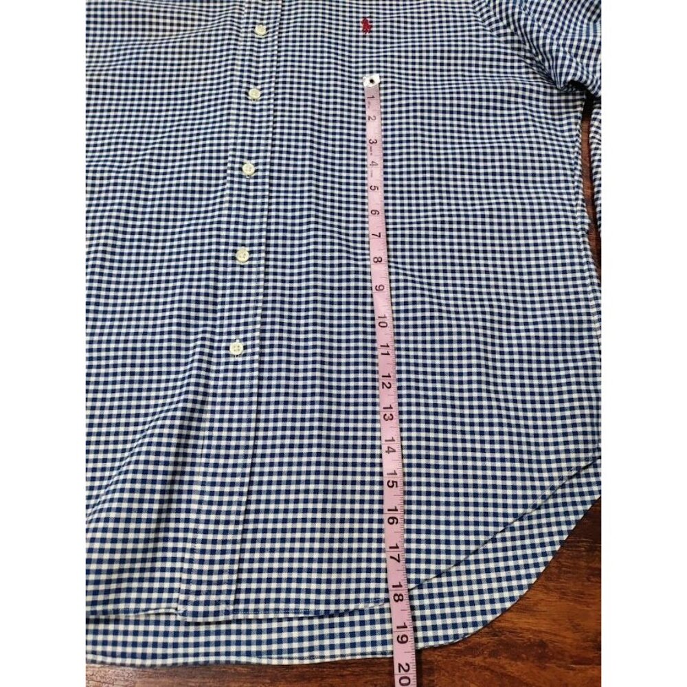 Ralph Lauren Cotton Gingham Classic Fit Button-Down Shirt Blue/White Mens Size L - Picture 10 of 11
